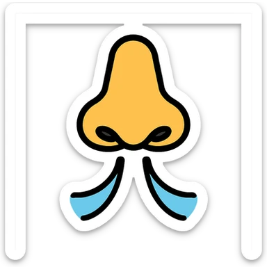 colored icon of a nose breathing, medical style, clear sticker