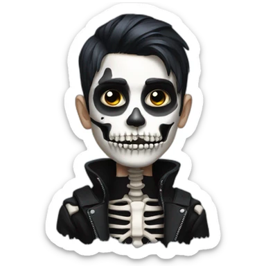 Goth Boy with Skeleton paint face sticker