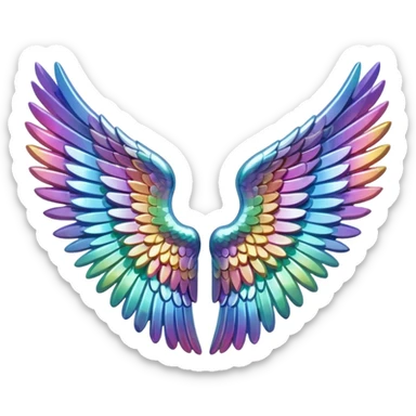 A 3d not too detailed aurora prismatic angel wing sticker