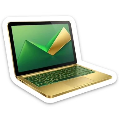 laptop without logotips in golden and green colours sticker