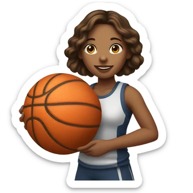 Girl brown hair and white skin, basketball and money sticker