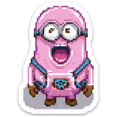 a pink screaming minion sticker