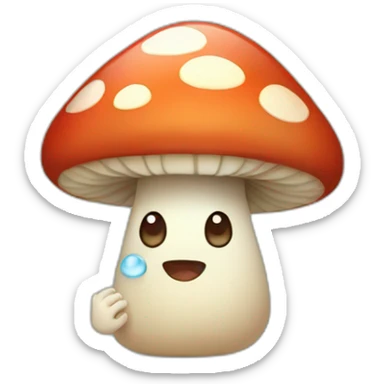 An cute mushroom waving and crying sticker