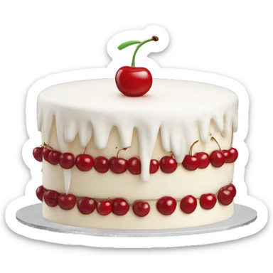white cake decorated with cherries sticker
