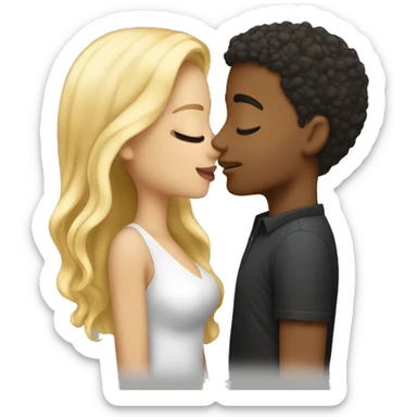 Light skin guy and girl with blonde hair kissing sticker