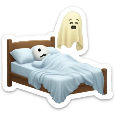 Ghost sleeping on a bed sticker