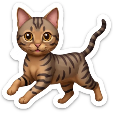Cute dark grey and dark brown bengal cat running sticker