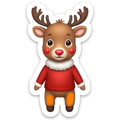 reindeer baby  cute, full body , sweater  sticker