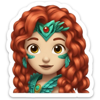 Quetzalcoatl red hair. Blue eye. White skin girl sticker