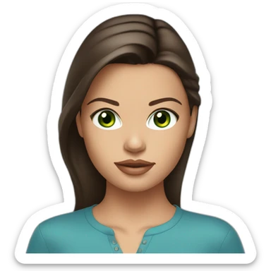 adriana lima with green eyes, brown hair, blue shirt sticker