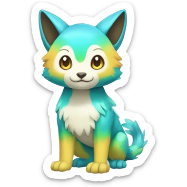Cute cool shiny colorful animal hybrid Fakemon full body sticker