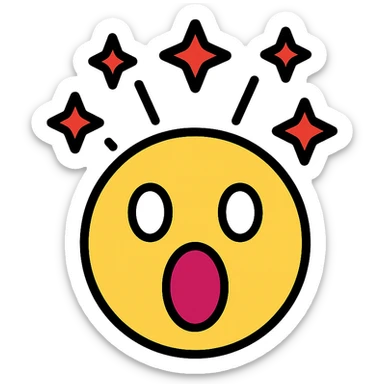 surprised face with rubies exploding sticker