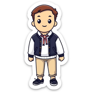 preppy outfit with boat shoes and sweater tied around shoulders sticker