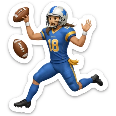 Long Haired Football Players, Male player with long hair kicking ball sticker
