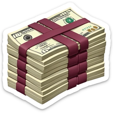 You have to make it look like the money is folded in half and there's a lot of it, these are $100 bills and they don't have a bow but a burgundy rubber band for the money. sticker