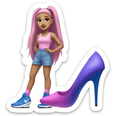 Ariana grande wearing pink purple blue Nike high heels  sticker