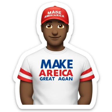 Red ball cap that says “make America great again” sticker