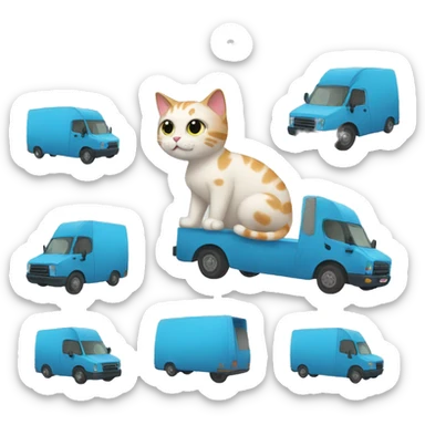 cat with a moving van sticker
