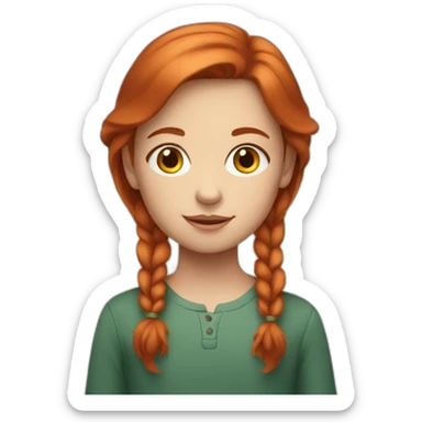 Red-haired girl with a child's face sticker