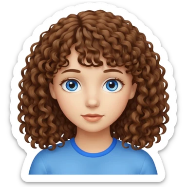 Chica rizada castaña con flequillo  sticker