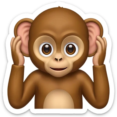 Monkey with big eyes and big hands covering ears sticker