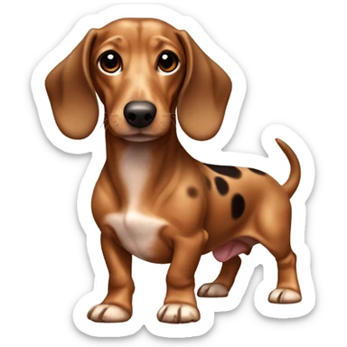 cute dachshund light brown with big dark brown spots showing full body sticker