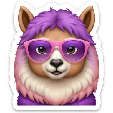 gradient purple color peach pink white cute eyes lama sun glasses sticker