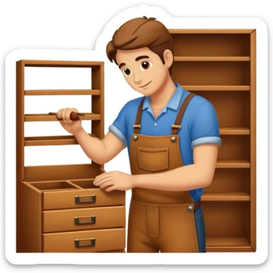 a cabinet maker assembles a cabinet sticker