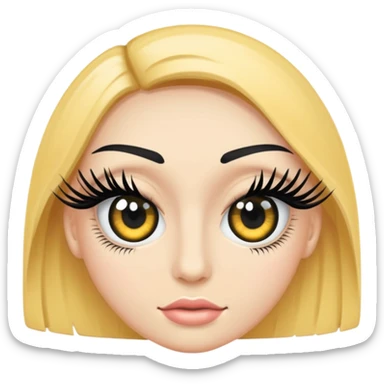 eyelash strip above an open eye sticker