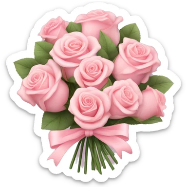 Pastel Pink roses bouquet with bow sticker