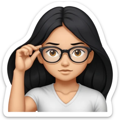 Muscled Buryatiya girl with long black hair, glasses and small eyes  sticker