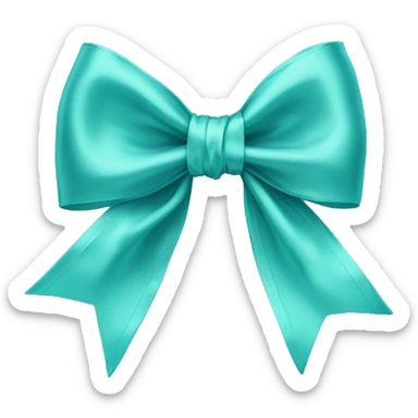 Realistic pastel teal blue silk bow sticker