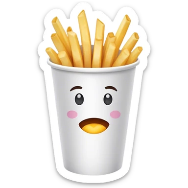 jagged fries in a white paper cup sticker
