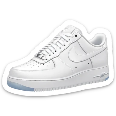 Pristine white Nike Air Force 1 with visible Nike swoosh logo sticker