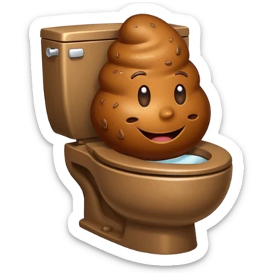 Emoji qui fait caca dans les toilettes  sticker