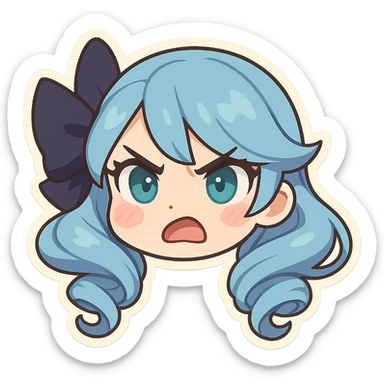 Gwen from League of Legends chibi emote, angry expression, only the head sticker