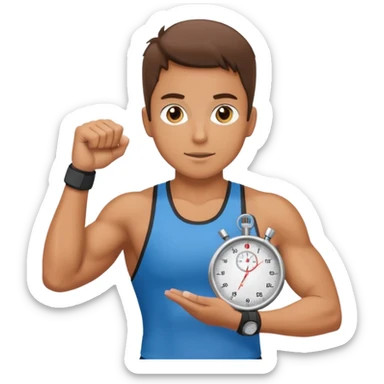 motivating fitness trainer with sportswear and stopwatch sticker