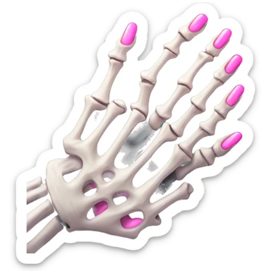 Skeleton hand with pink nails sticker