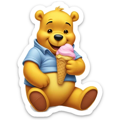 Winnie the pooh eating ice cream sticker