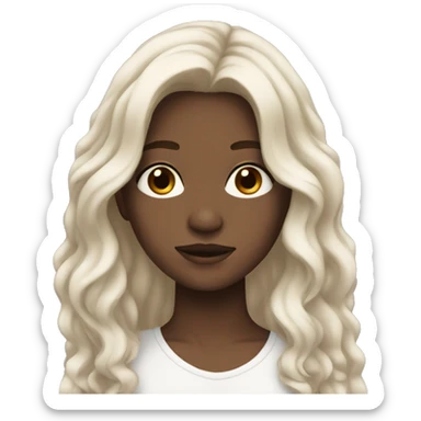 White pale Teen with BROWN long wavy hair and brown eyes  sticker