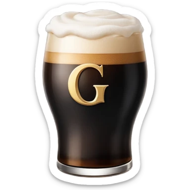 Guiness with letter 'g' only half-full. Top half is emplty. sticker