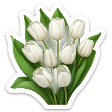 white tulip bouquet  sticker