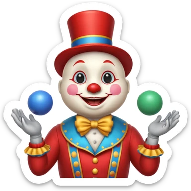 a Circus clown cute seal juggling two metal ball sticker