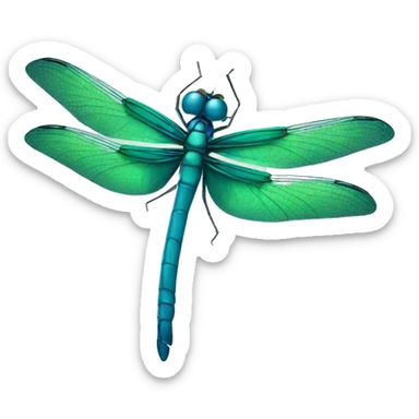 Blue green dragonfly sticker
