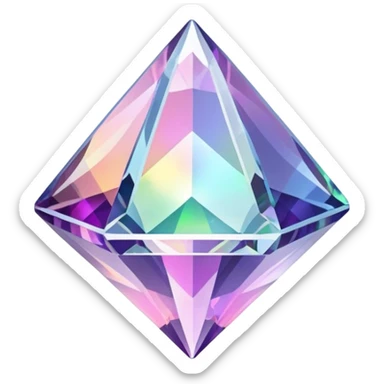 Brilliant round cut mystic quartz crystal with holographic color shifts and faceted edges sticker