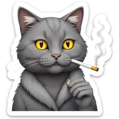cat smoking a cigarette sticker