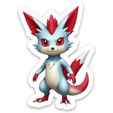 Cute Cool Edgy Shiny Ethereal Legendary Digimon-Sneasel-Zangoose-hybrid full body sticker