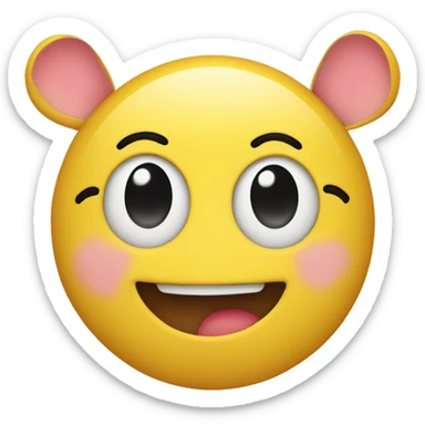 yellow smiley face with heart ears sticker