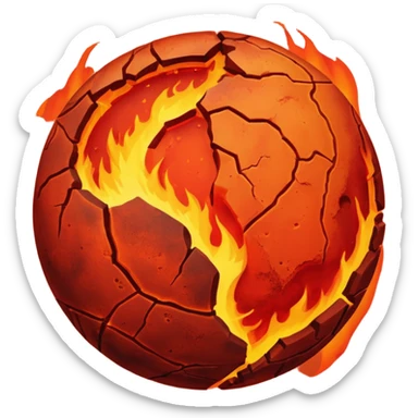 planet mars with fire and lava on it sticker