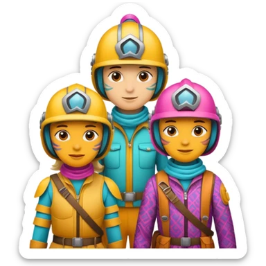 Colorful Helmeted Travelers sticker